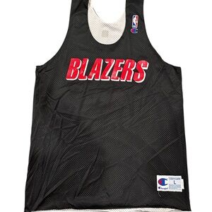 Champion Black Blazers reversible to white Jersey with Red Accents 90s